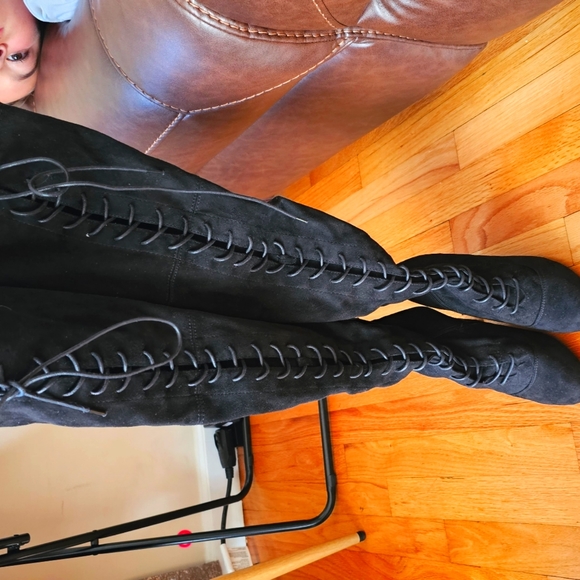 Womens Over The Knee Combat Boots - Picture 2 of 5